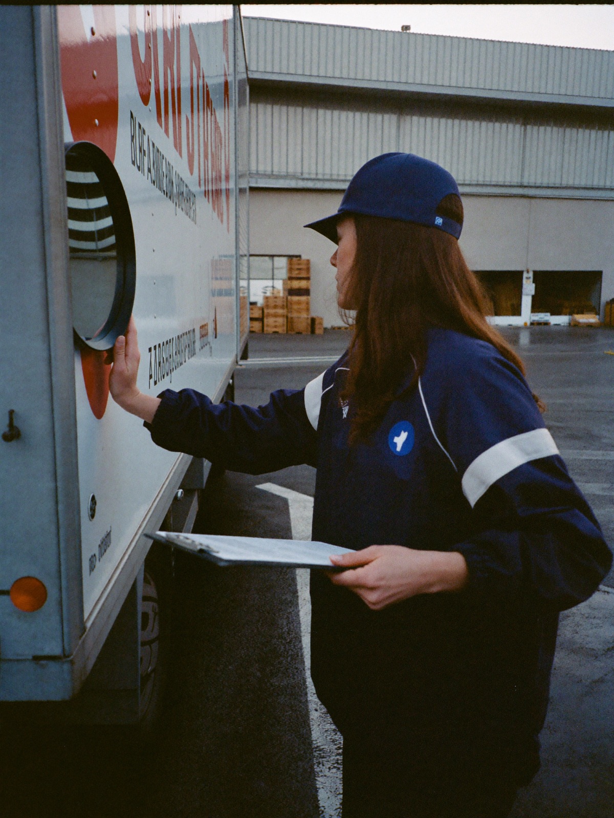 A driving and delivery worker at their place of work
